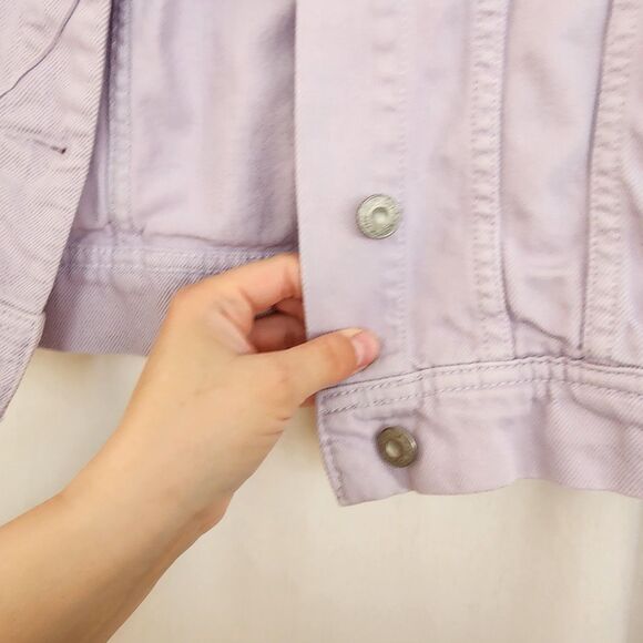 Free People Rumors Denim Jacket  size XS Boxy Lavender Purple Pastel Y2K Boho - Picture 8 of 11